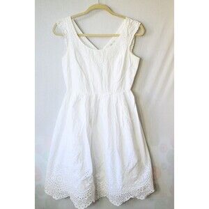 Boden white dress 2 eyelet midi tank A-line cotton